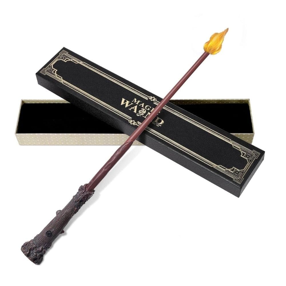 Real Fireball Flame Magic Wand with Fire Ball Effect 38cm – Wizard Wand for Kids & Adults, Cosplay Prop, Magic Toy Stick for Halloween Party, Birthday Gift, Fantasy Collectible