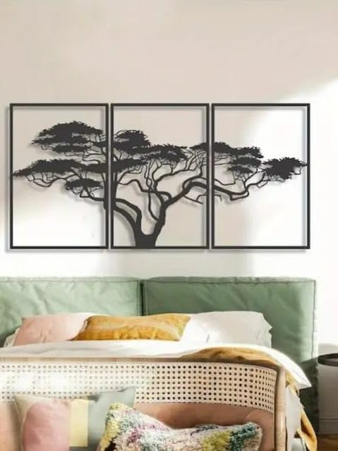 lune craft 3D Modern Tree Wall Art Panel Set | Nature-Inspired Tree Silhouette Design | Wall Hanging Decor | 3D Matte Finish | Home Décor for Living Room, Bedroom, Drawing Room & Office