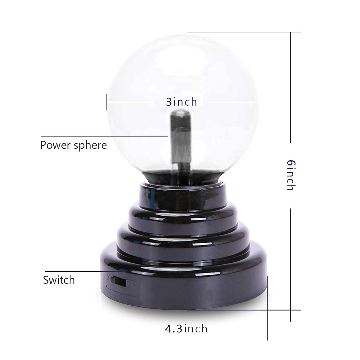 Plasma Ball/Light/Lamp, Static Electricity Globe Electric Lightning Ball, Touch Sensitive, USB Powered, Amazing Gift for Parties, Birthday and Holiday, 3 Inch, for Age Over 14 Years Old, LED