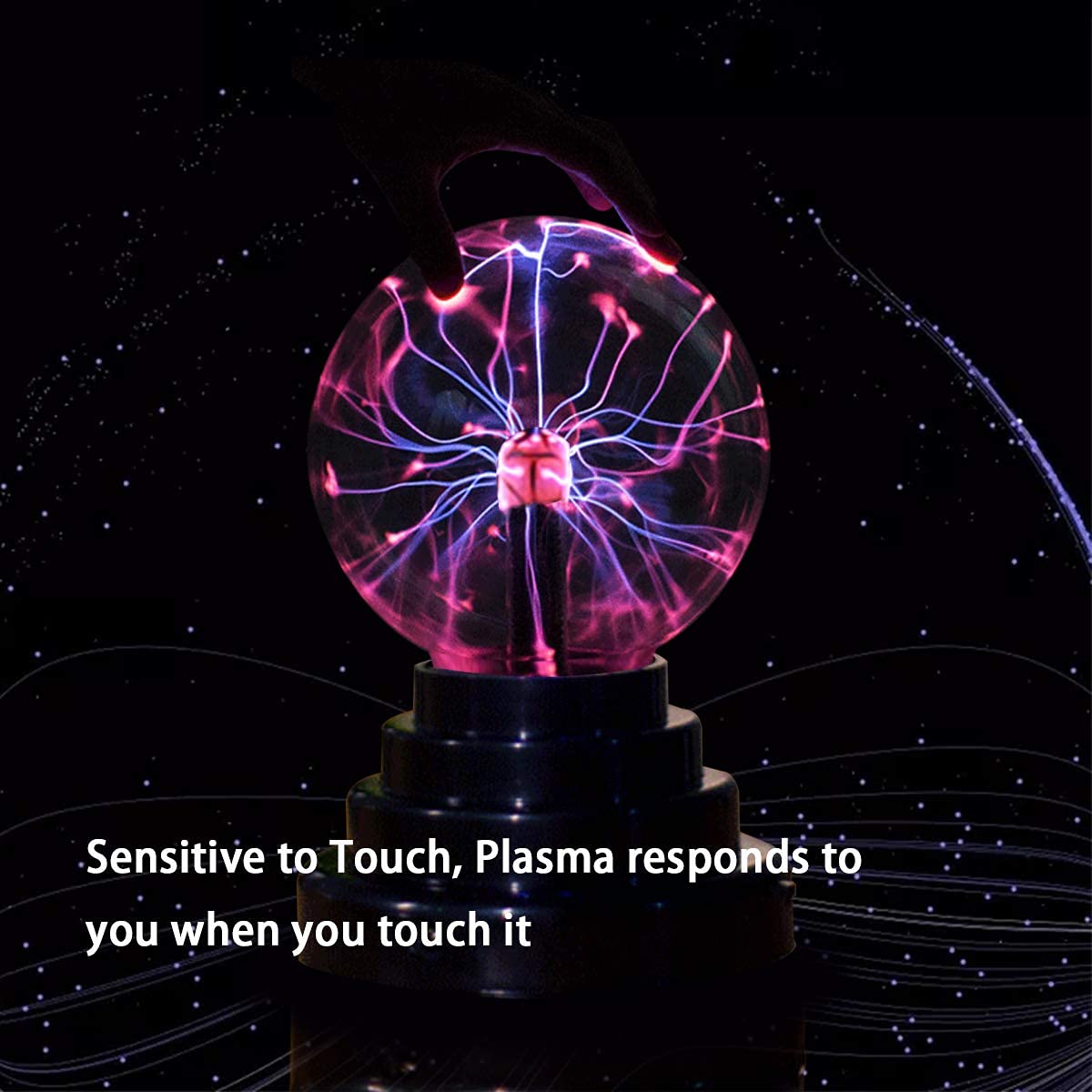 Plasma Ball/Light/Lamp, Static Electricity Globe Electric Lightning Ball, Touch Sensitive, USB Powered, Amazing Gift for Parties, Birthday and Holiday, 3 Inch, for Age Over 14 Years Old, LED