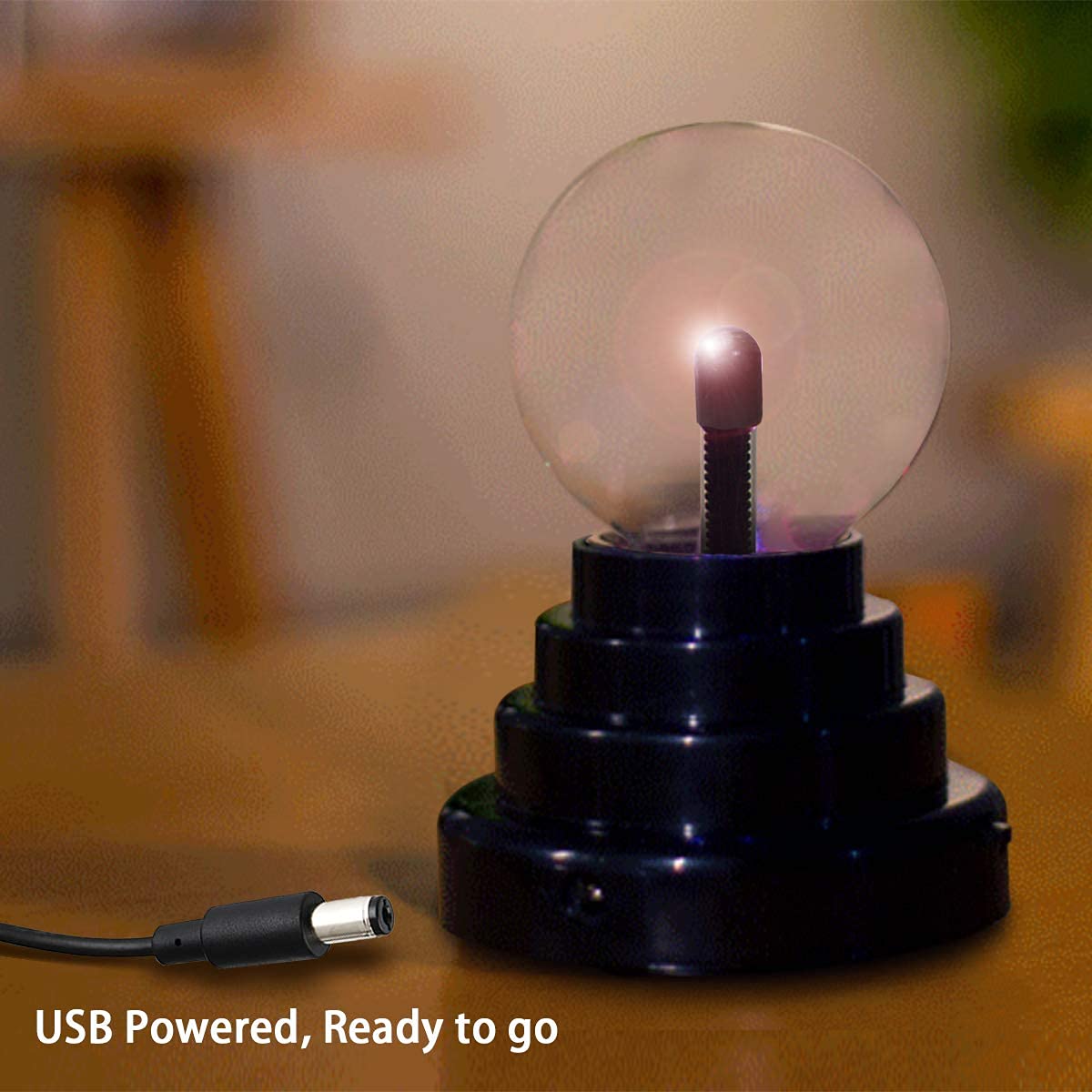 Plasma Ball/Light/Lamp, Static Electricity Globe Electric Lightning Ball, Touch Sensitive, USB Powered, Amazing Gift for Parties, Birthday and Holiday, 3 Inch, for Age Over 14 Years Old, LED