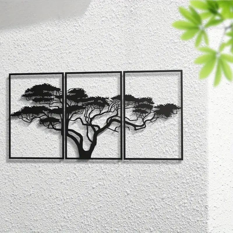 lune craft 3D Modern Tree Wall Art Panel Set | Nature-Inspired Tree Silhouette Design | Wall Hanging Decor | 3D Matte Finish | Home Décor for Living Room, Bedroom, Drawing Room & Office
