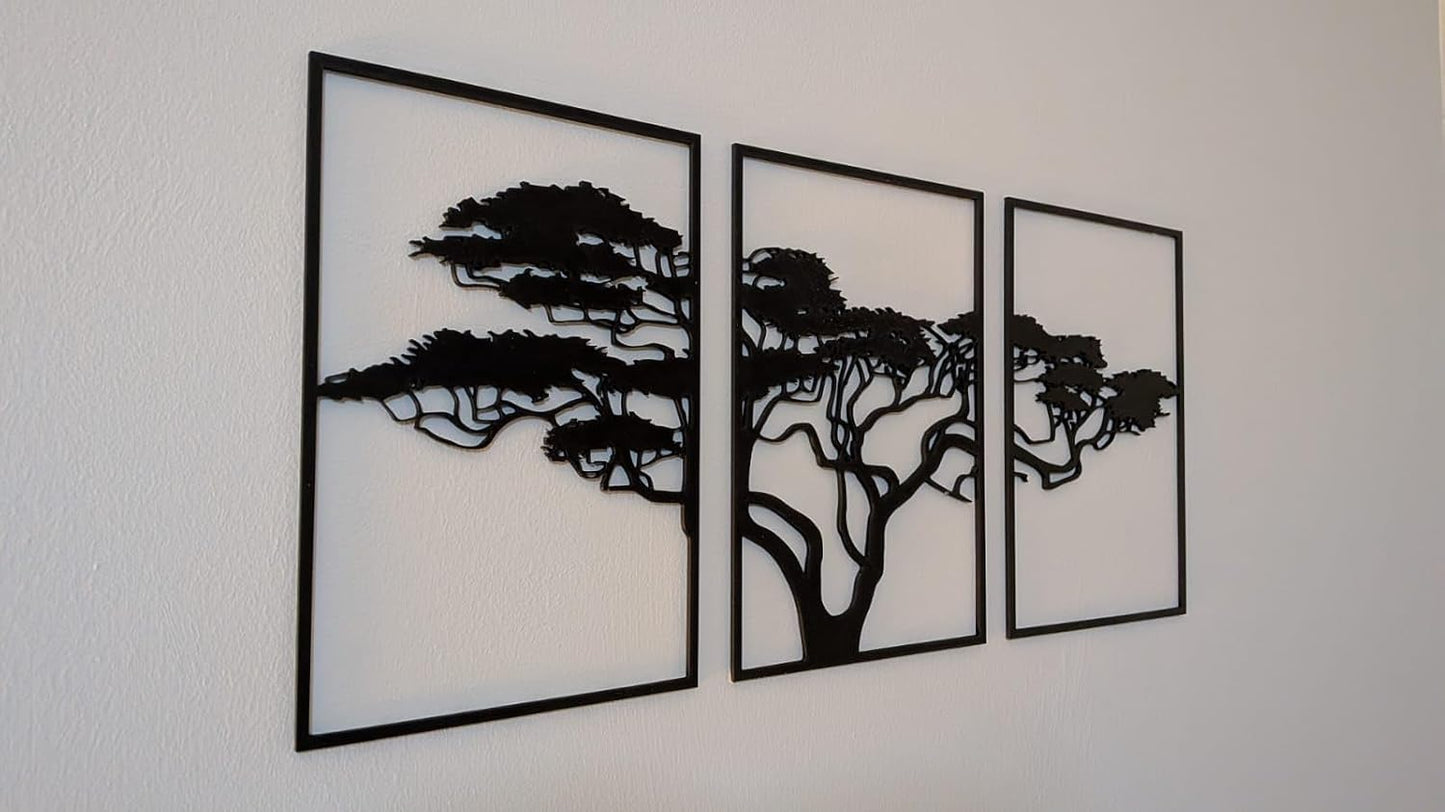 lune craft 3D Modern Tree Wall Art Panel Set | Nature-Inspired Tree Silhouette Design | Wall Hanging Decor | 3D Matte Finish | Home Décor for Living Room, Bedroom, Drawing Room & Office