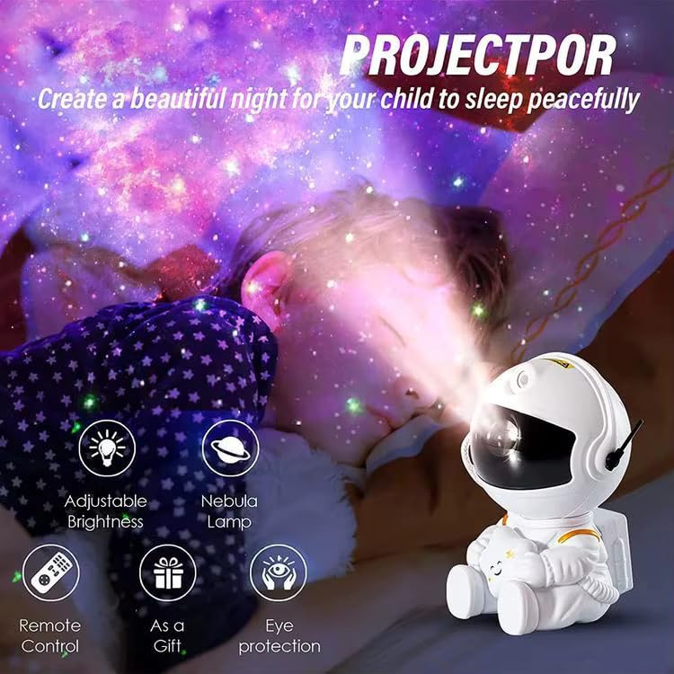 Astronaut Galaxy Projector Night Light – 360° Rotating Nebula Star Projector with Remote Control, Timer & Adjustable Head – Space Lamp for Kids’ Bedroom, Gifts, Gaming Room, Home & Décor