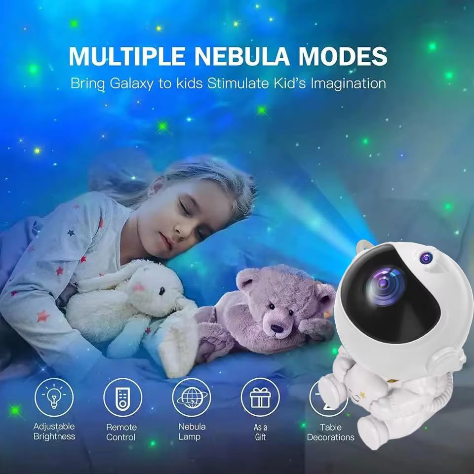 Astronaut Galaxy Projector Night Light – 360° Rotating Nebula Star Projector with Remote Control, Timer & Adjustable Head – Space Lamp for Kids’ Bedroom, Gifts, Gaming Room, Home & Décor