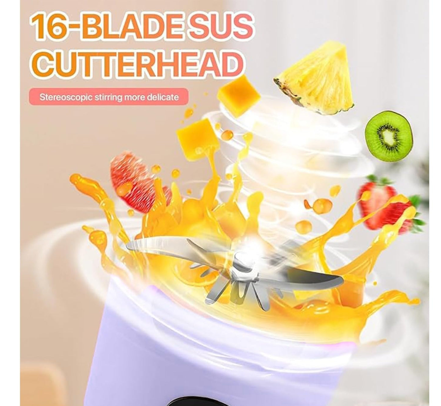 Portable Blender Electric Juicers Fruit Mixers USB Rechargeable Smoothie Mini Personal Juicer 6 Blades 3Gears With 1500 Mah Rechargeable Battery-Smoothie Blender