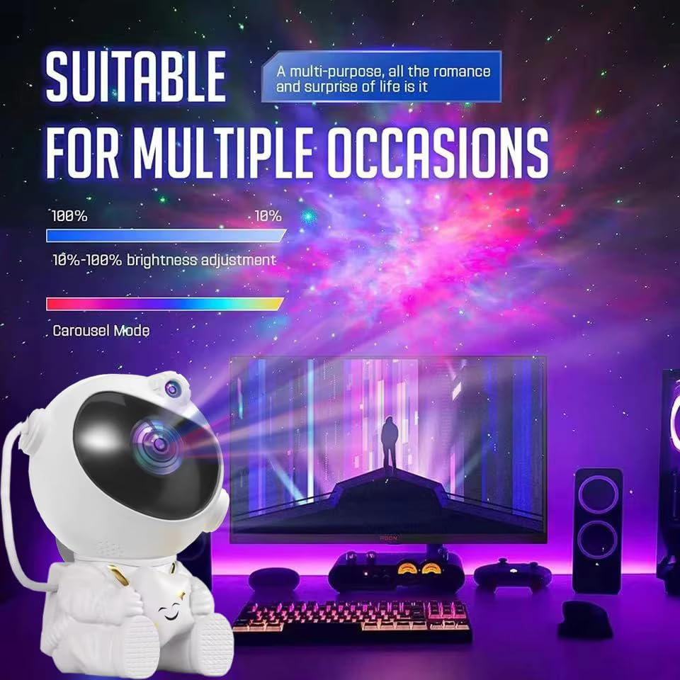 Astronaut Galaxy Projector Night Light – 360° Rotating Nebula Star Projector with Remote Control, Timer & Adjustable Head – Space Lamp for Kids’ Bedroom, Gifts, Gaming Room, Home & Décor
