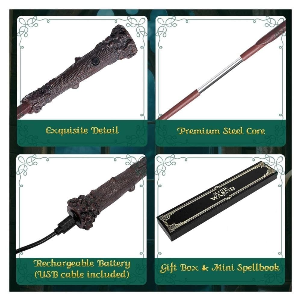 Real Fireball Flame Magic Wand with Fire Ball Effect 38cm – Wizard Wand for Kids & Adults, Cosplay Prop, Magic Toy Stick for Halloween Party, Birthday Gift, Fantasy Collectible