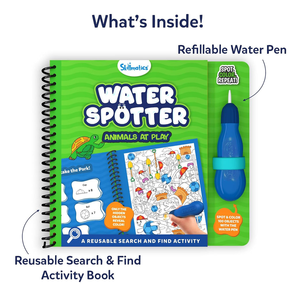 Skillmatics Reusable Search & Find Book – Water Spotter, Mess-Free Activity | Paint with Water Kit, Learning Activity, Animals, Screen-Free Fun, Travel Toy, Gifts for Boys & Girls Ages 4, 5, 6, 7, 8