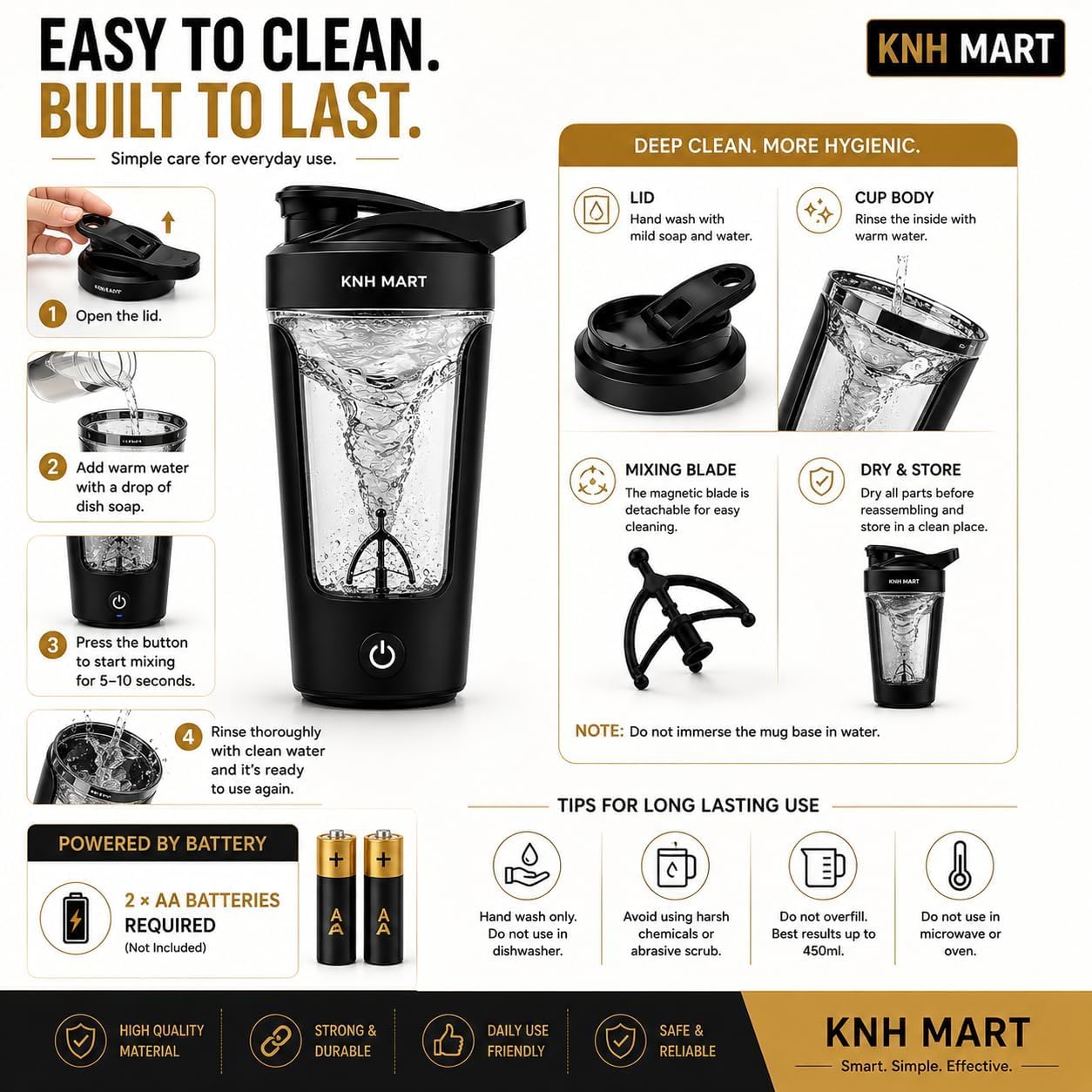 450ml Electric Protein Shaker Bottle Automatic Shaker Blender Mixer Bottle Automatic Mixing Gym Shaker Cup Portable Blender Bottle for Protein Shake Mixer Gym Bottle