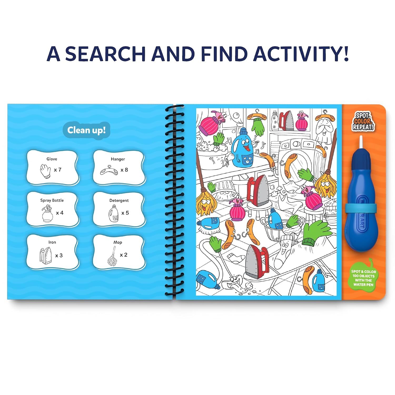 Skillmatics Reusable Search & Find Book – Water Spotter, Mess-Free Activity | Paint with Water Kit, Learning Activity, Animals, Screen-Free Fun, Travel Toy, Gifts for Boys & Girls Ages 4, 5, 6, 7, 8