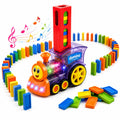 Reva Selects Domino Train Toy Set for Kids 3+ Years | 40 PCS Automatic Domino Laying Train with Lights & Sound | Educational STEM Building, Construction & Stacking Toy for Boys & Girls