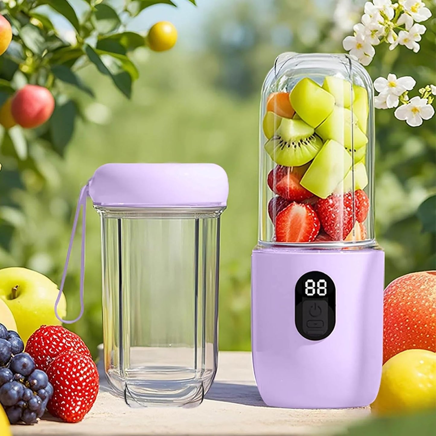 Portable Blender Electric Juicers Fruit Mixers USB Rechargeable Smoothie Mini Personal Juicer 6 Blades 3Gears With 1500 Mah Rechargeable Battery-Smoothie Blender