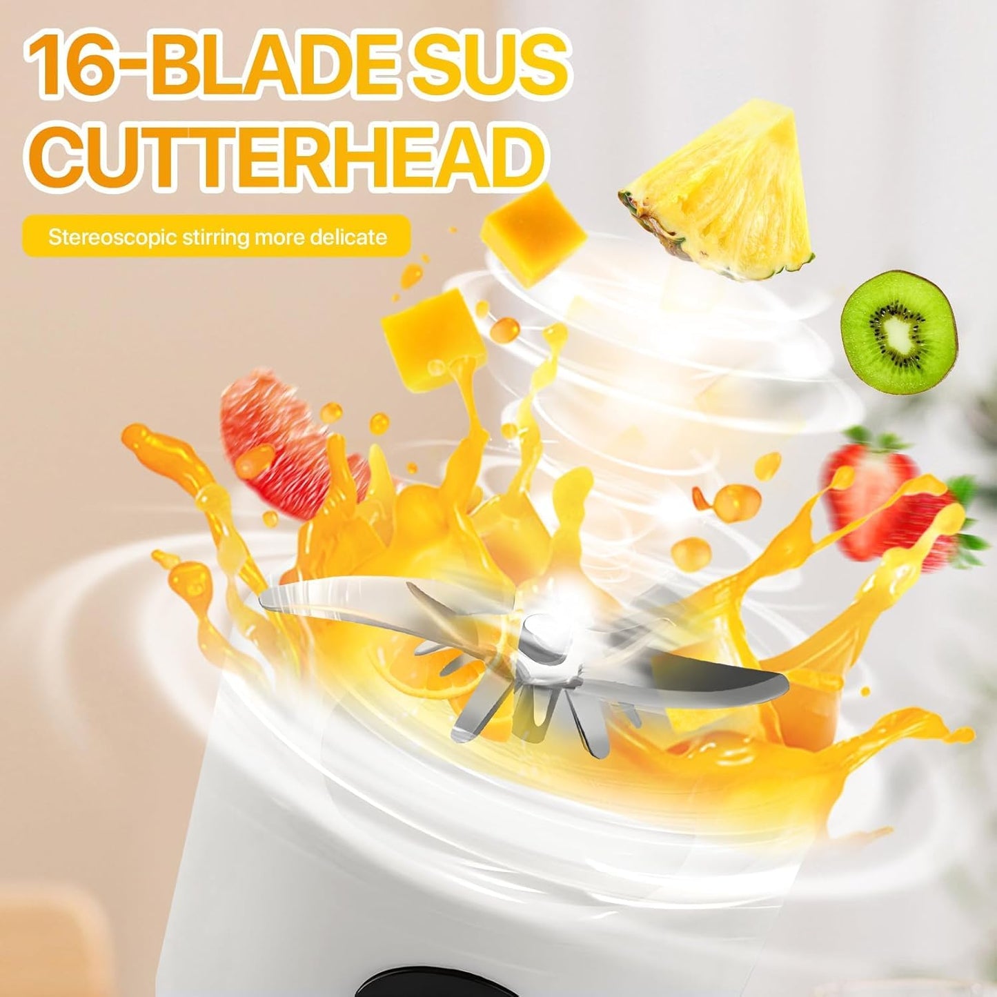 Portable Blender Electric Juicers Fruit Mixers USB Rechargeable Smoothie Mini Personal Juicer 6 Blades 3Gears With 1500 Mah Rechargeable Battery-Smoothie Blender