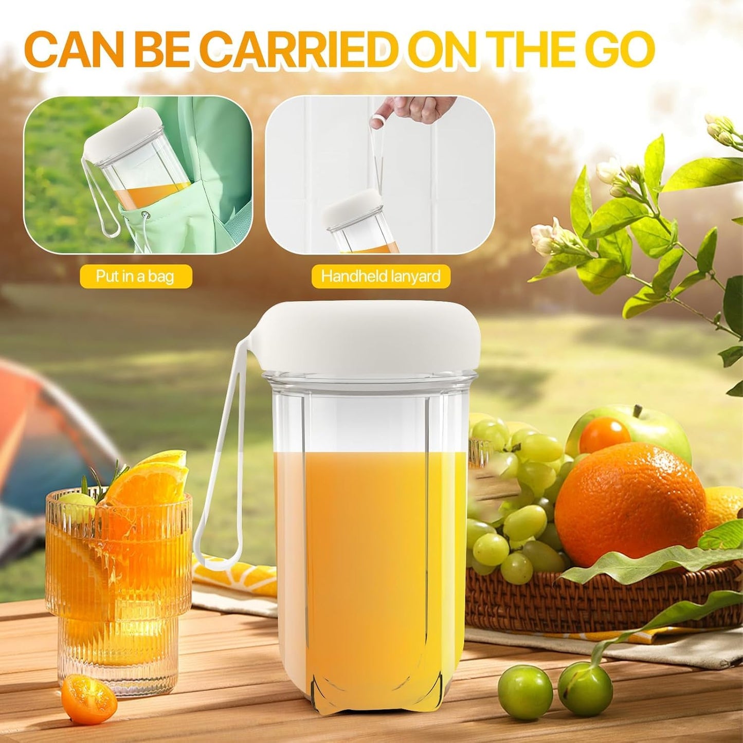 Portable Blender Electric Juicers Fruit Mixers USB Rechargeable Smoothie Mini Personal Juicer 6 Blades 3Gears With 1500 Mah Rechargeable Battery-Smoothie Blender