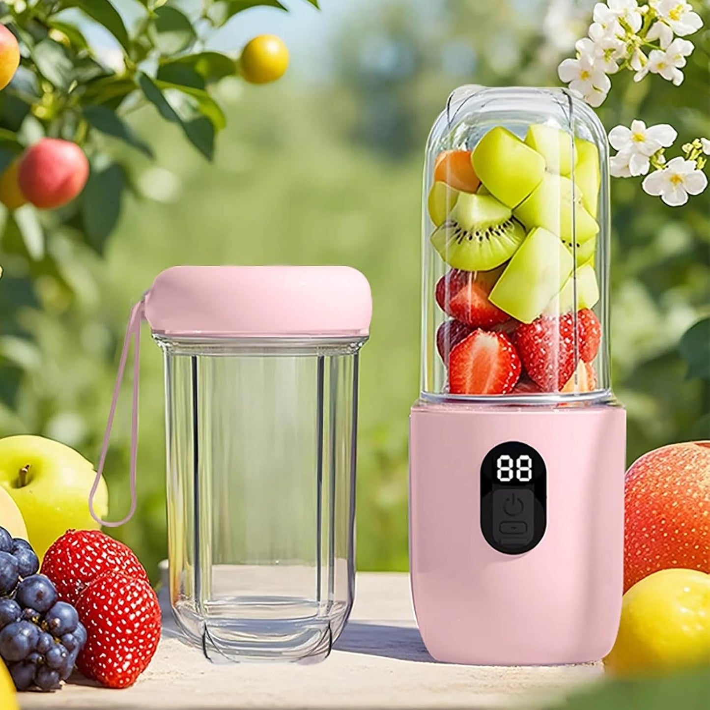 Portable Blender Electric Juicers Fruit Mixers USB Rechargeable Smoothie Mini Personal Juicer 6 Blades 3Gears With 1500 Mah Rechargeable Battery-Smoothie Blender