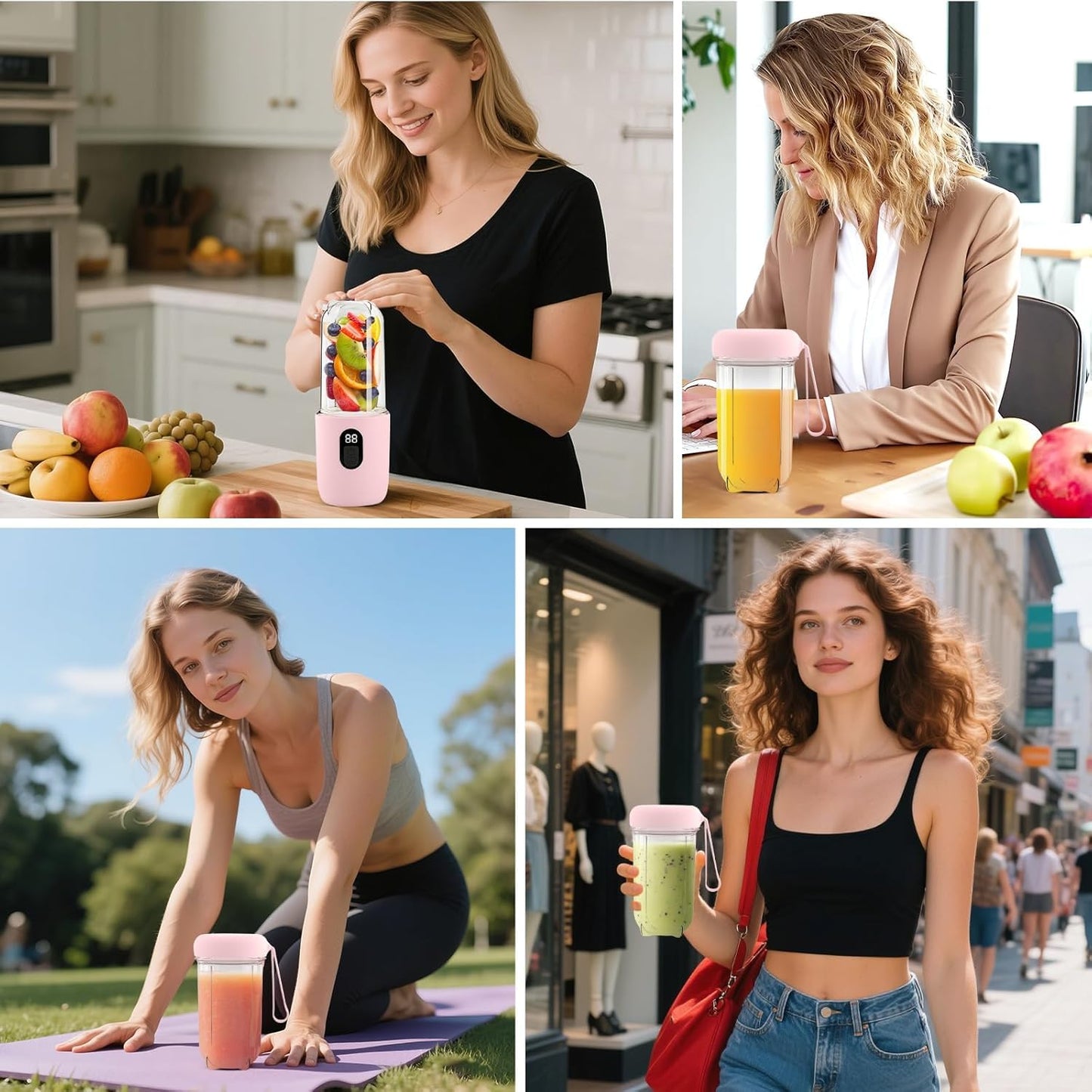 Portable Blender Electric Juicers Fruit Mixers USB Rechargeable Smoothie Mini Personal Juicer 6 Blades 3Gears With 1500 Mah Rechargeable Battery-Smoothie Blender