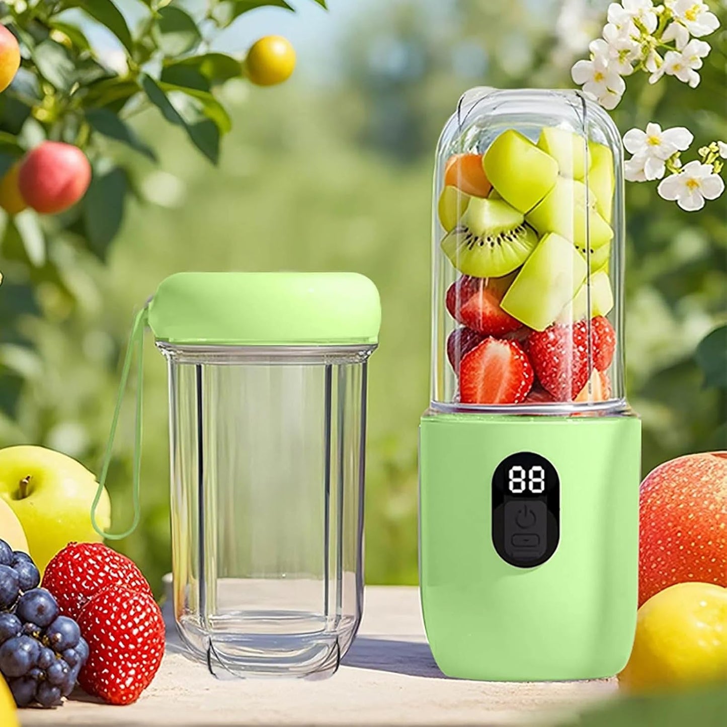 Portable Blender Electric Juicers Fruit Mixers USB Rechargeable Smoothie Mini Personal Juicer 6 Blades 3Gears With 1500 Mah Rechargeable Battery-Smoothie Blender