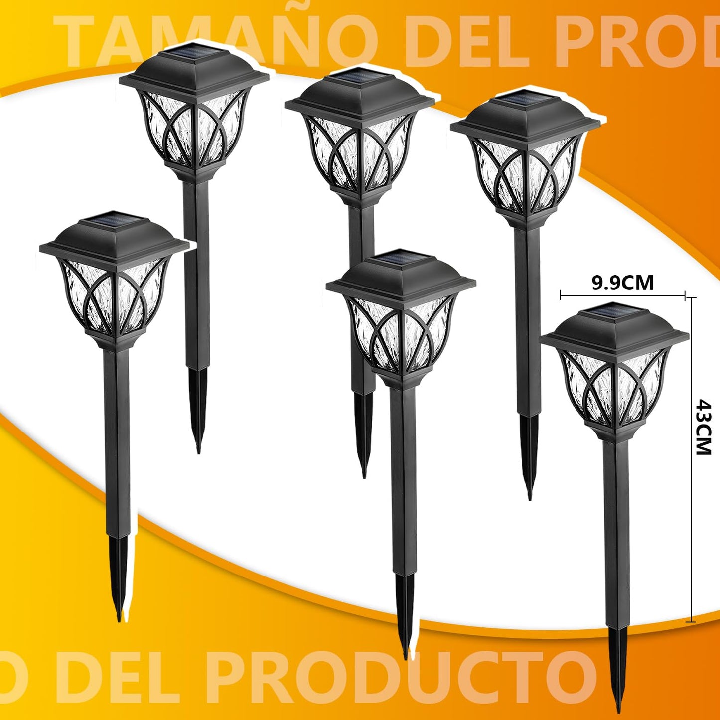 BYCRAY 6 Pack Solar Garden Pathway Lights, Solar Garden Lights, Waterproof Auto On/Off, Solar LED Lights for Garden, Patio, Pathway, Walkway (Warm White)