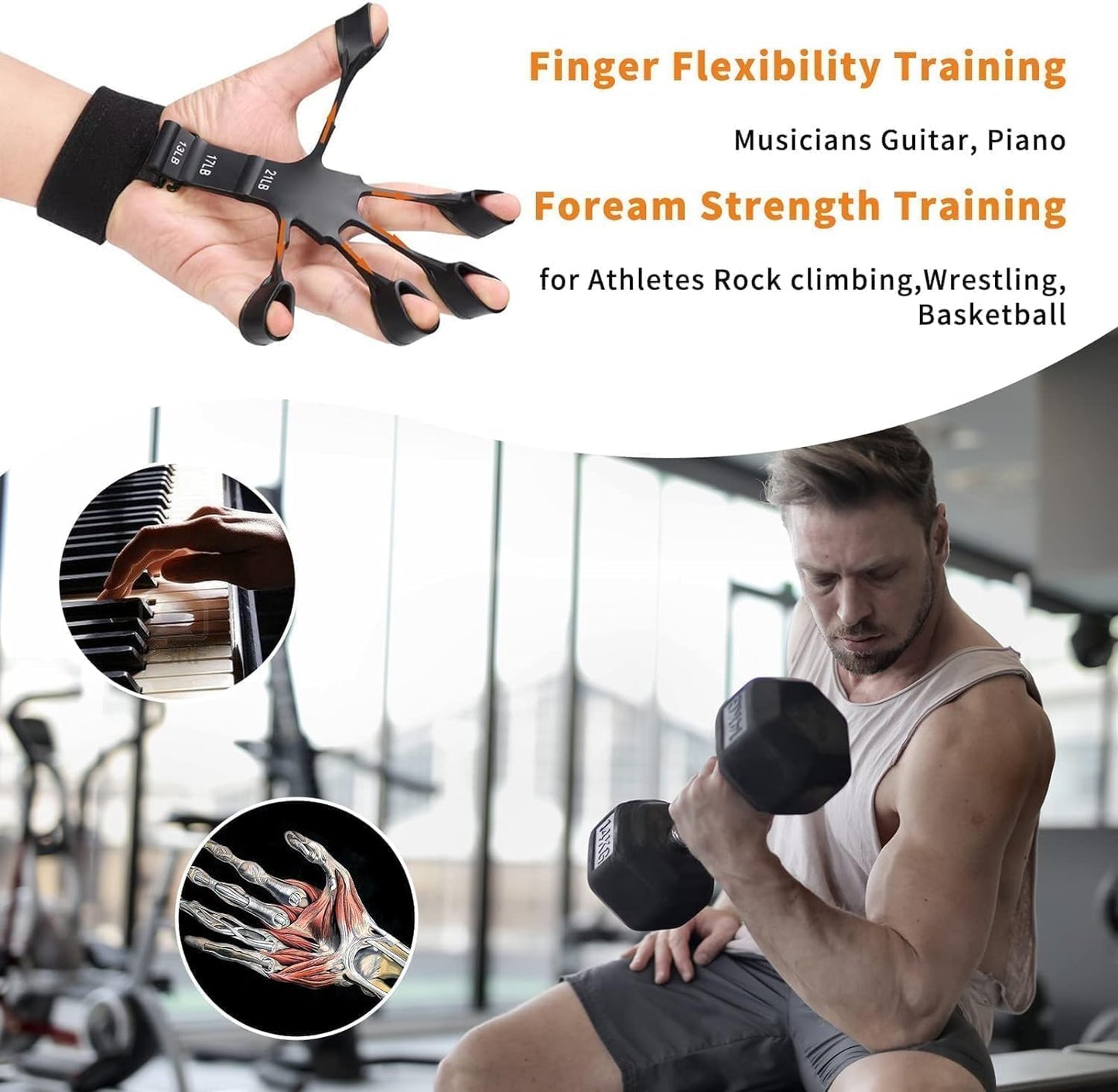 TRENDING Finger Strengthener Grip Trainer 6 Resistance Levels (6.6LB–21LB) for Rock Climbing, Musicians, Athletes, Rehabilitation, Arthritis Relief, Hand & Finger Exerciser for Men & Women