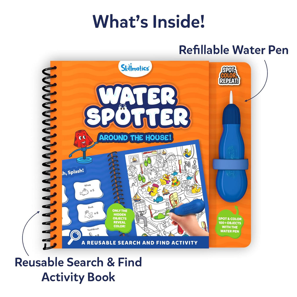 Skillmatics Reusable Search & Find Book – Water Spotter, Mess-Free Activity | Paint with Water Kit, Learning Activity, Animals, Screen-Free Fun, Travel Toy, Gifts for Boys & Girls Ages 4, 5, 6, 7, 8