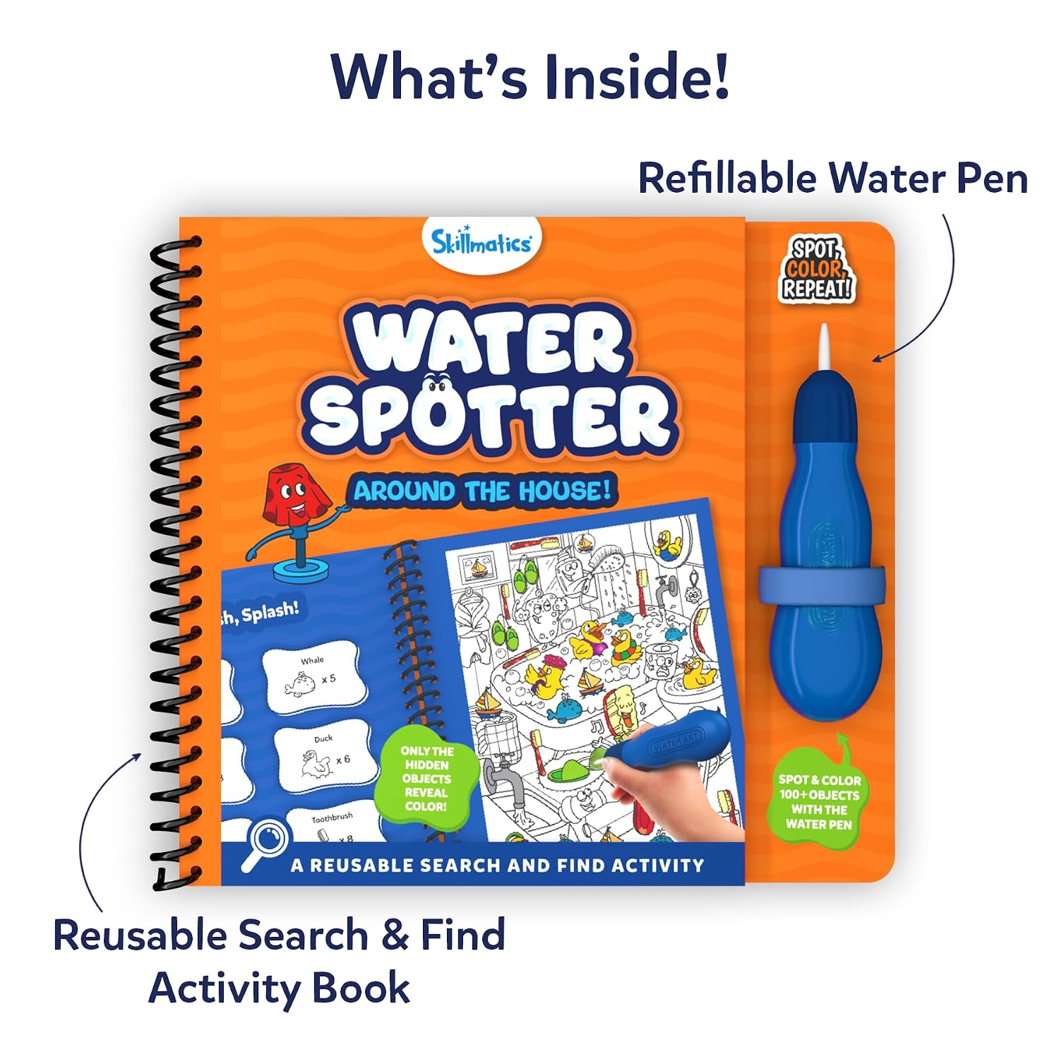 Skillmatics Reusable Search & Find Book – Water Spotter, Mess-Free Activity | Paint with Water Kit, Learning Activity, Animals, Screen-Free Fun, Travel Toy, Gifts for Boys & Girls Ages 4, 5, 6, 7, 8