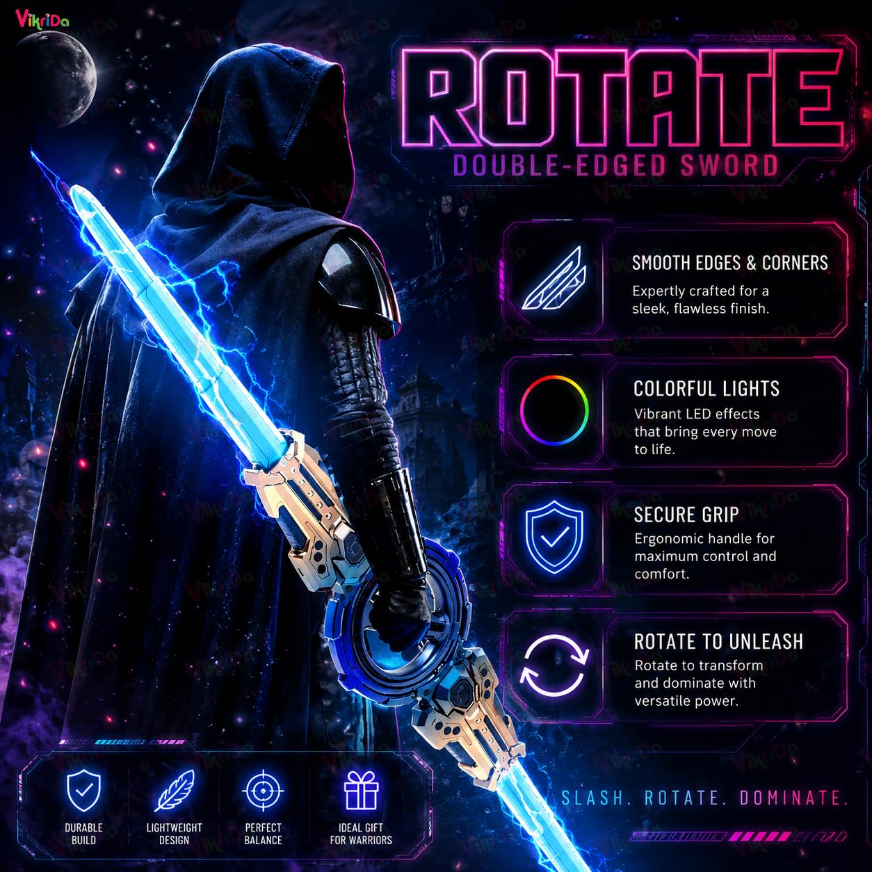 Neon Sword Spark Blade Toy with Hit Sensor, Sound & Fog Effect, Type-C Rechargeable / double edged spinning sword also available same effects as sword