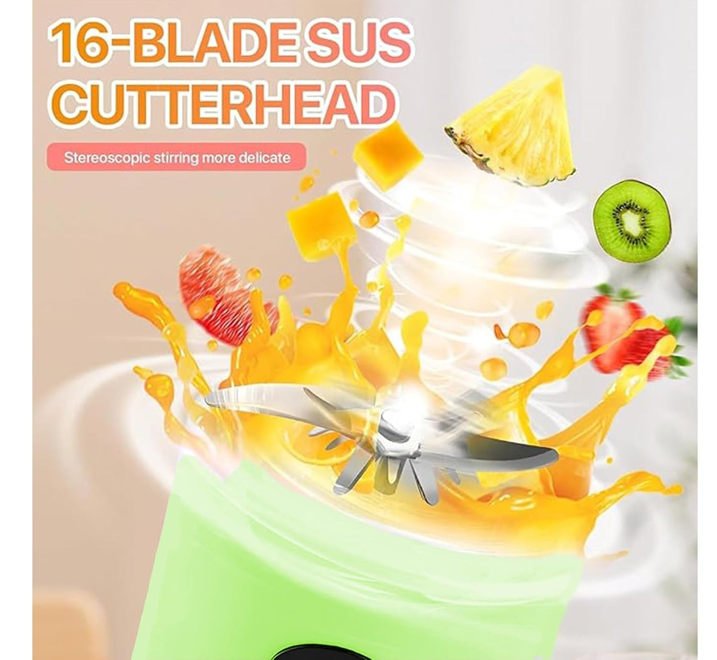 Portable Blender Electric Juicers Fruit Mixers USB Rechargeable Smoothie Mini Personal Juicer 6 Blades 3Gears With 1500 Mah Rechargeable Battery-Smoothie Blender