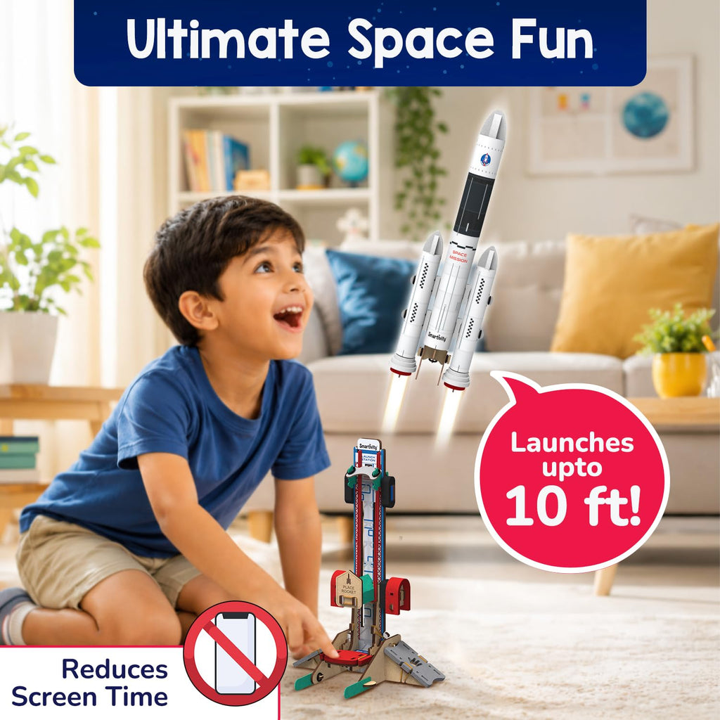 Smartivity DIY Rocket Launcher Kit for Kids 6, 7, 8, 9, 10, 11, 12 Years Old | Build Your Own Rocket and Launcher | Birthday Gift for Smart Kids | DIY Science Toy for Boys & Girls 6-12 Year