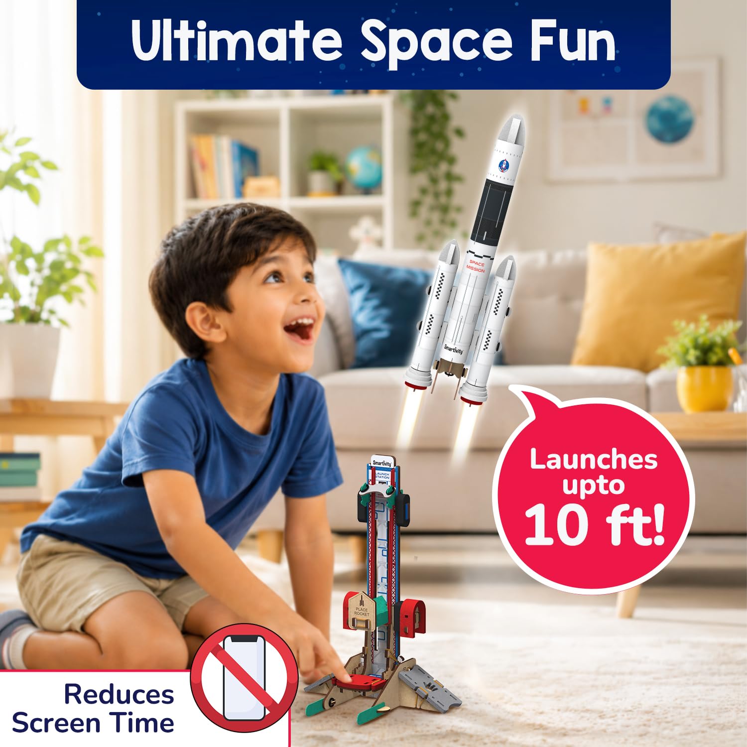 Smartivity DIY Rocket Launcher Kit for Kids 6, 7, 8, 9, 10, 11, 12 Years Old | Build Your Own Rocket and Launcher | Birthday Gift for Smart Kids | DIY Science Toy for Boys & Girls 6-12 Year