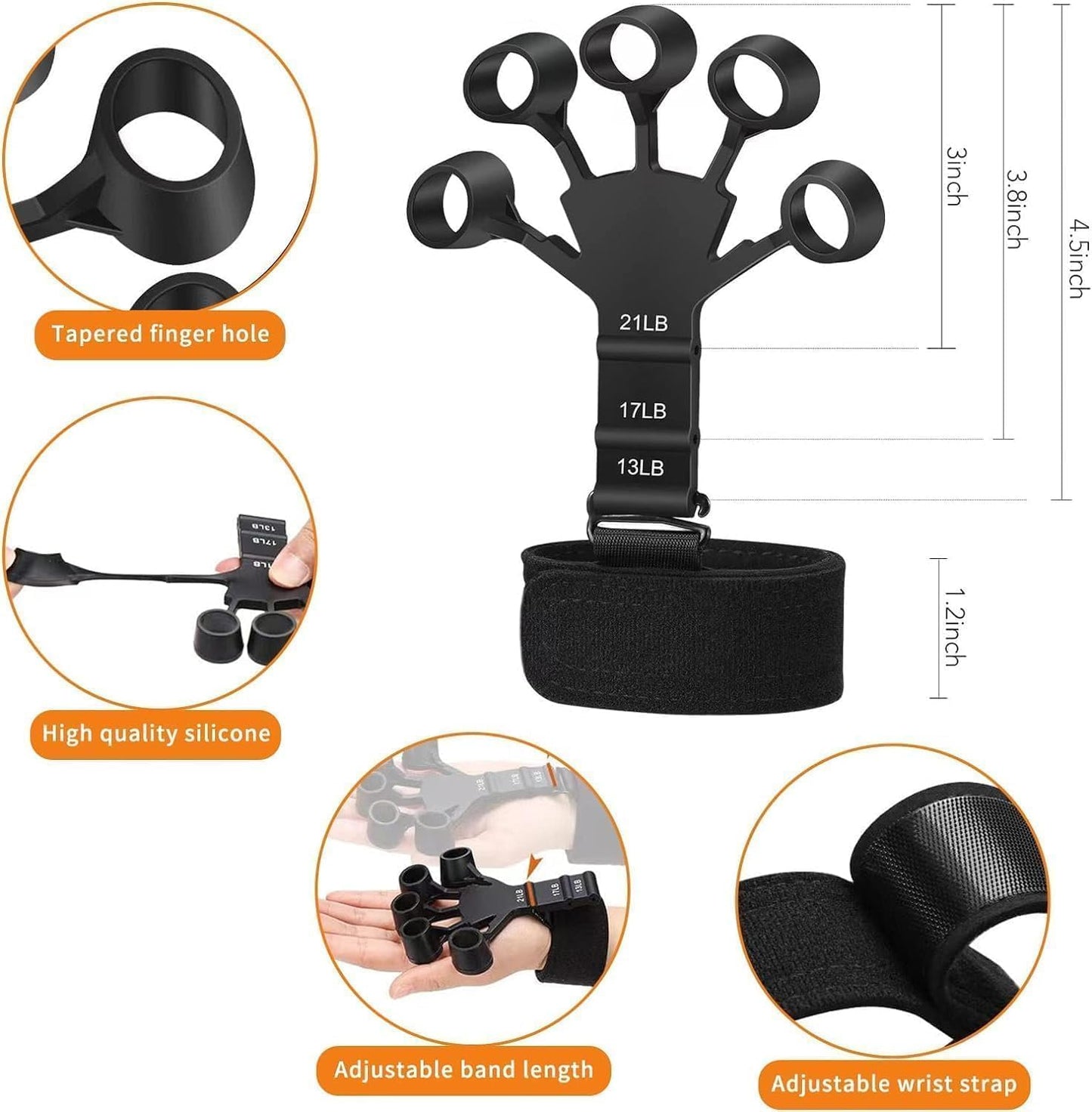 TRENDING Finger Strengthener Grip Trainer 6 Resistance Levels (6.6LB–21LB) for Rock Climbing, Musicians, Athletes, Rehabilitation, Arthritis Relief, Hand & Finger Exerciser for Men & Women