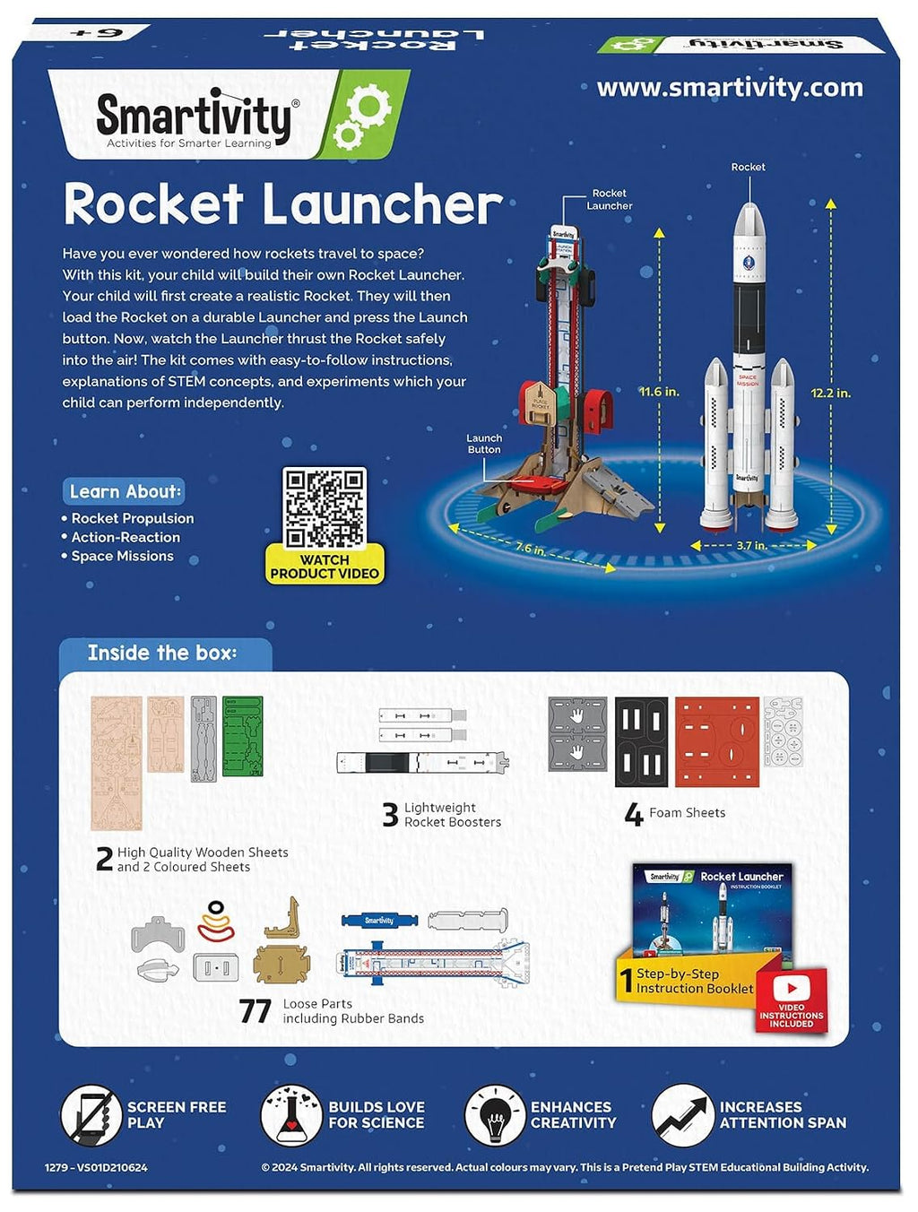 Smartivity DIY Rocket Launcher Kit for Kids 6, 7, 8, 9, 10, 11, 12 Years Old | Build Your Own Rocket and Launcher | Birthday Gift for Smart Kids | DIY Science Toy for Boys & Girls 6-12 Year
