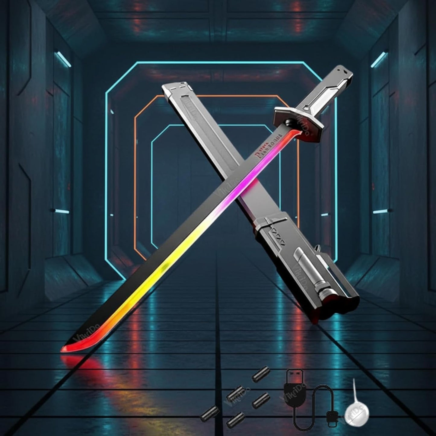 Neon Sword Spark Blade Toy with Hit Sensor, Sound & Fog Effect, Type-C Rechargeable / double edged spinning sword also available same effects as sword