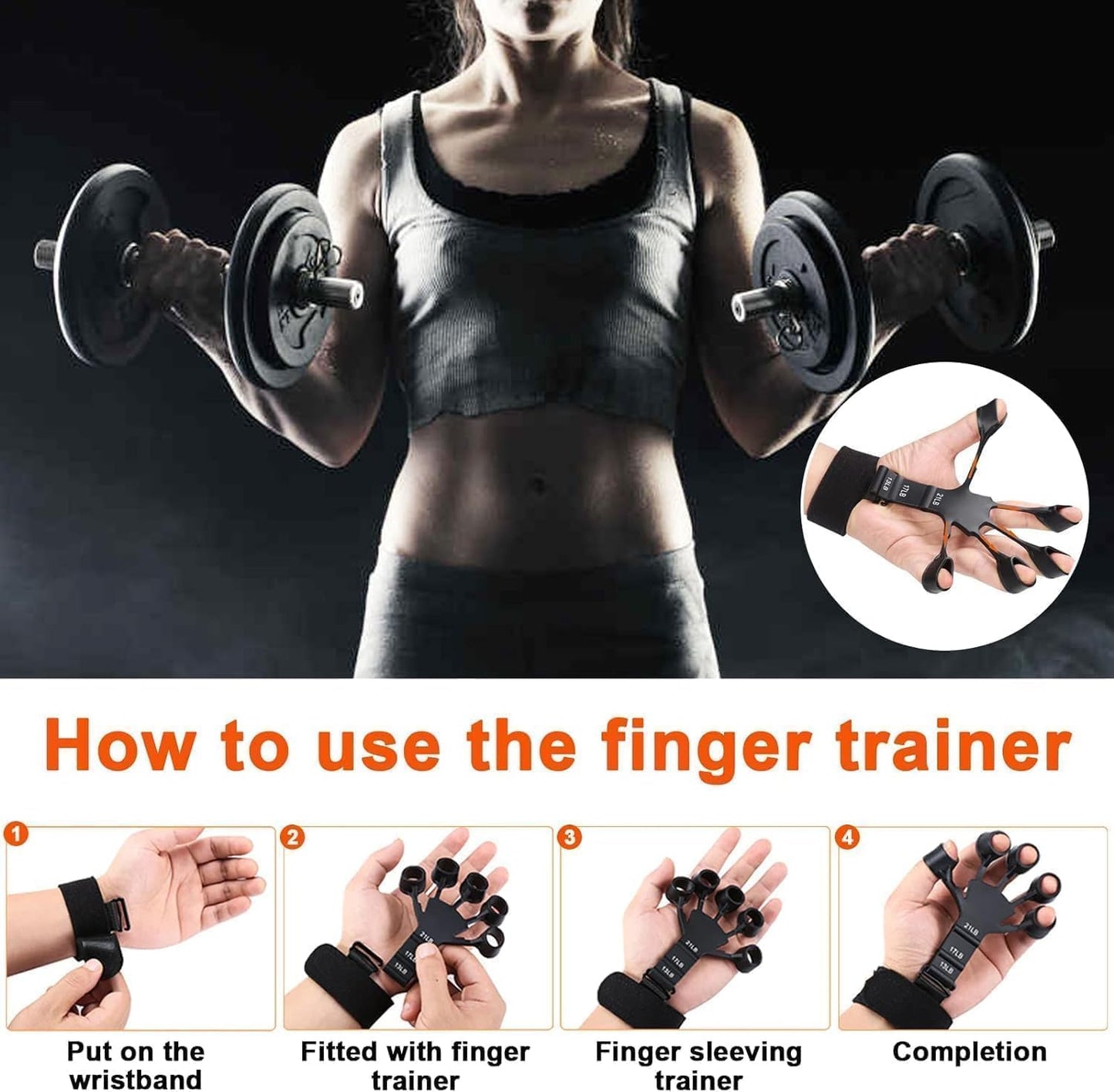 TRENDING Finger Strengthener Grip Trainer 6 Resistance Levels (6.6LB–21LB) for Rock Climbing, Musicians, Athletes, Rehabilitation, Arthritis Relief, Hand & Finger Exerciser for Men & Women