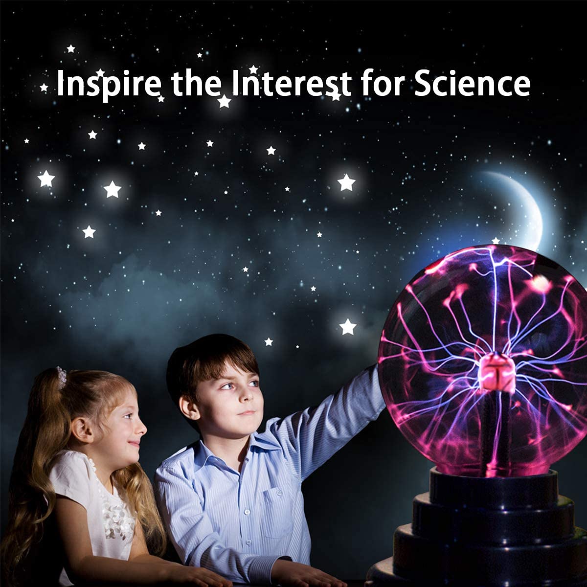 Plasma Ball/Light/Lamp, Static Electricity Globe Electric Lightning Ball, Touch Sensitive, USB Powered, Amazing Gift for Parties, Birthday and Holiday, 3 Inch, for Age Over 14 Years Old, LED