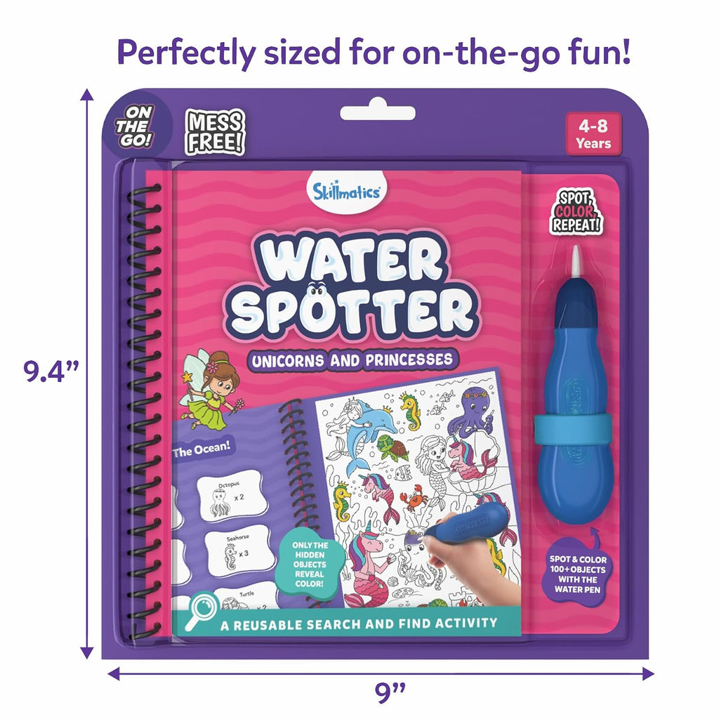 Skillmatics Reusable Search & Find Book – Water Spotter, Mess-Free Activity | Paint with Water Kit, Learning Activity, Animals, Screen-Free Fun, Travel Toy, Gifts for Boys & Girls Ages 4, 5, 6, 7, 8