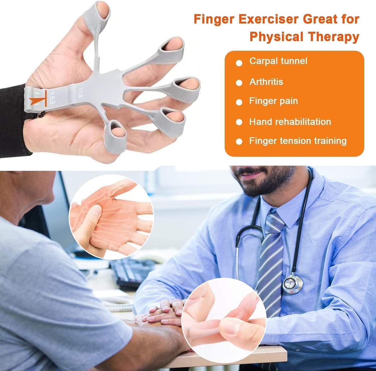 TRENDING Finger Strengthener Grip Trainer 6 Resistance Levels (6.6LB–21LB) for Rock Climbing, Musicians, Athletes, Rehabilitation, Arthritis Relief, Hand & Finger Exerciser for Men & Women