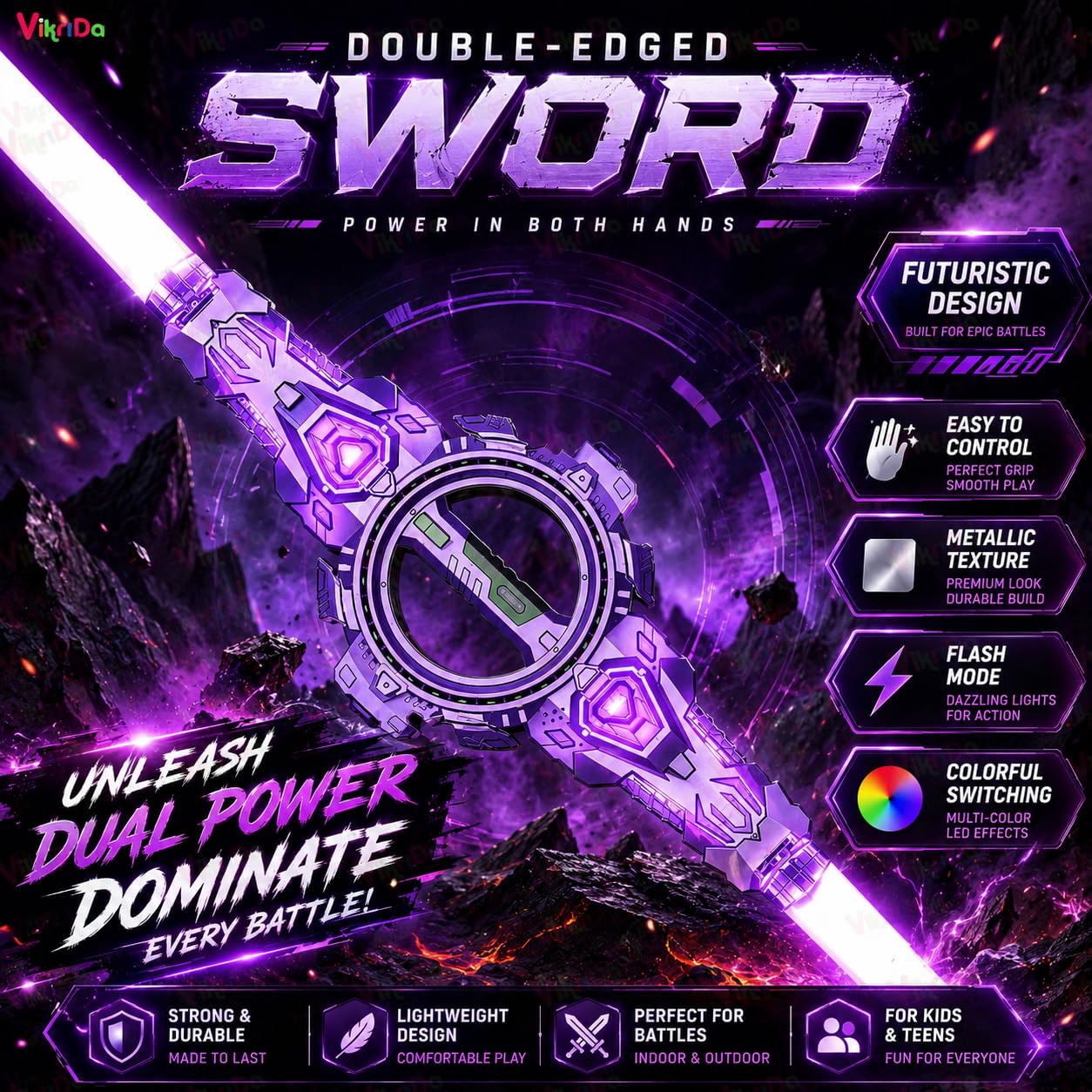 Neon Sword Spark Blade Toy with Hit Sensor, Sound & Fog Effect, Type-C Rechargeable / double edged spinning sword also available same effects as sword