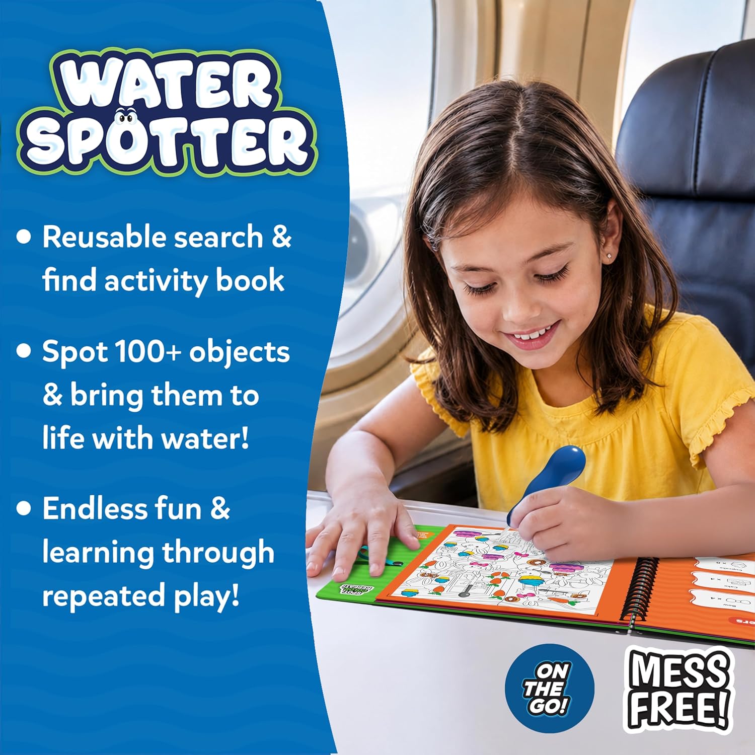 Skillmatics Reusable Search & Find Book – Water Spotter, Mess-Free Activity | Paint with Water Kit, Learning Activity, Animals, Screen-Free Fun, Travel Toy, Gifts for Boys & Girls Ages 4, 5, 6, 7, 8