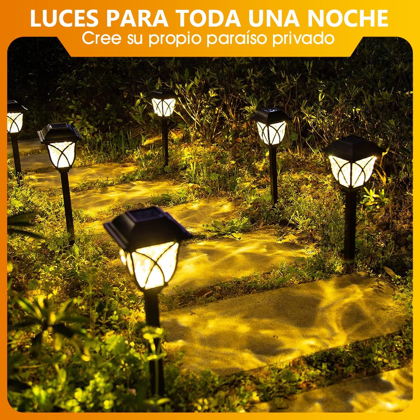 BYCRAY 6 Pack Solar Garden Pathway Lights, Solar Garden Lights, Waterproof Auto On/Off, Solar LED Lights for Garden, Patio, Pathway, Walkway (Warm White)