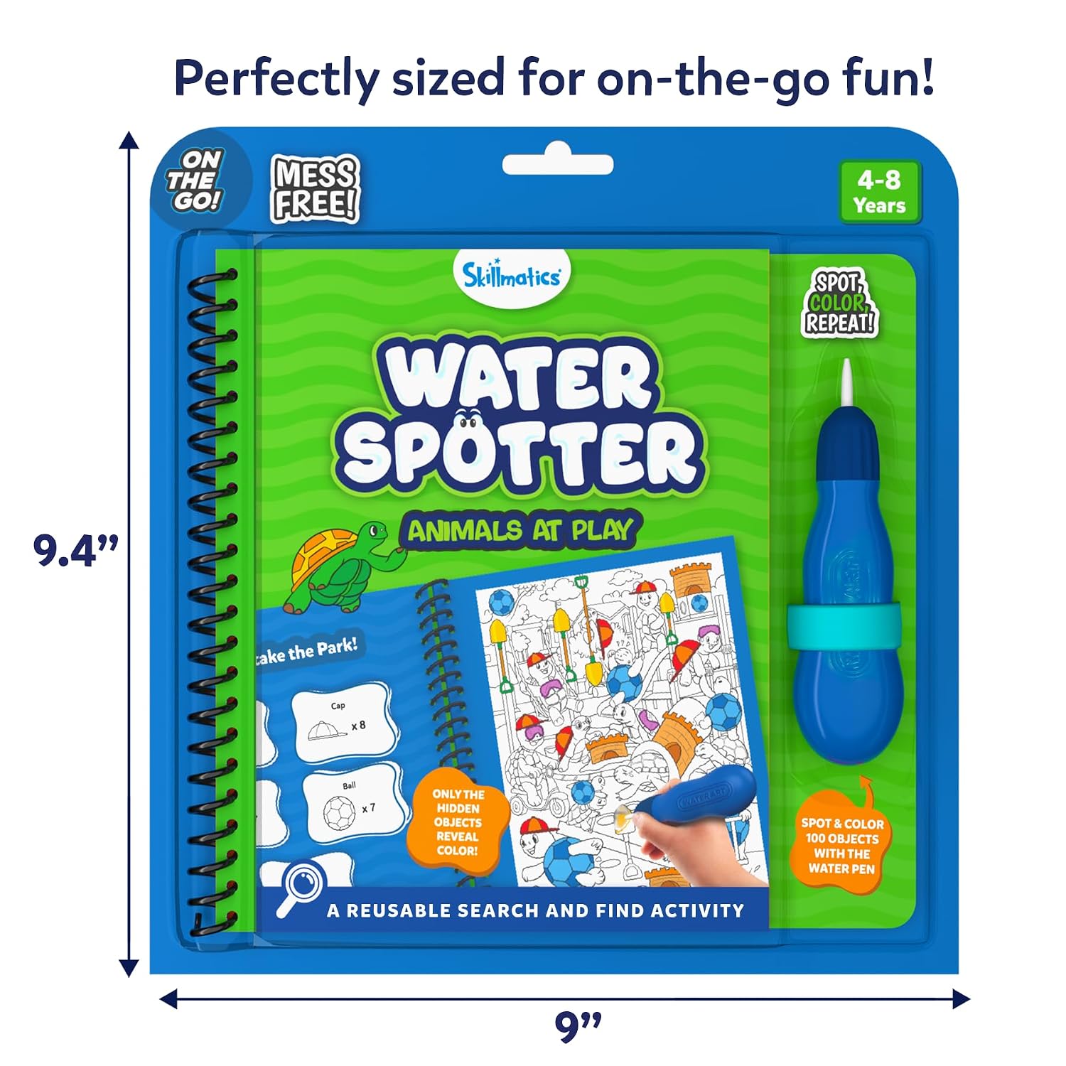 Skillmatics Reusable Search & Find Book – Water Spotter, Mess-Free Activity | Paint with Water Kit, Learning Activity, Animals, Screen-Free Fun, Travel Toy, Gifts for Boys & Girls Ages 4, 5, 6, 7, 8