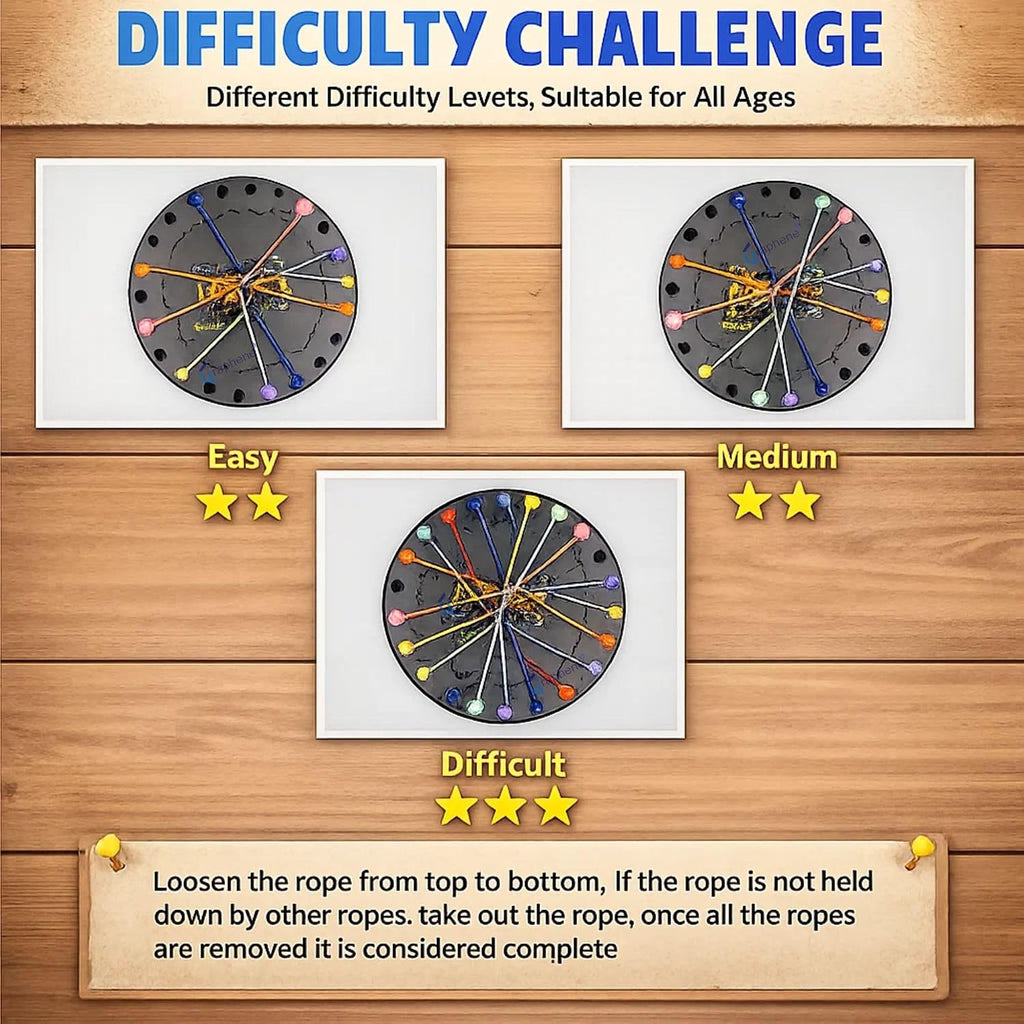 GRAPHENE Rope Challenge Puzzle Board Game for Kids Adults 5-14 Years Brain Teaser Logic Multi-Level Strategy Travel Family Fun Problem-Solving Memory Development Stress Relief Educational STEM Toy