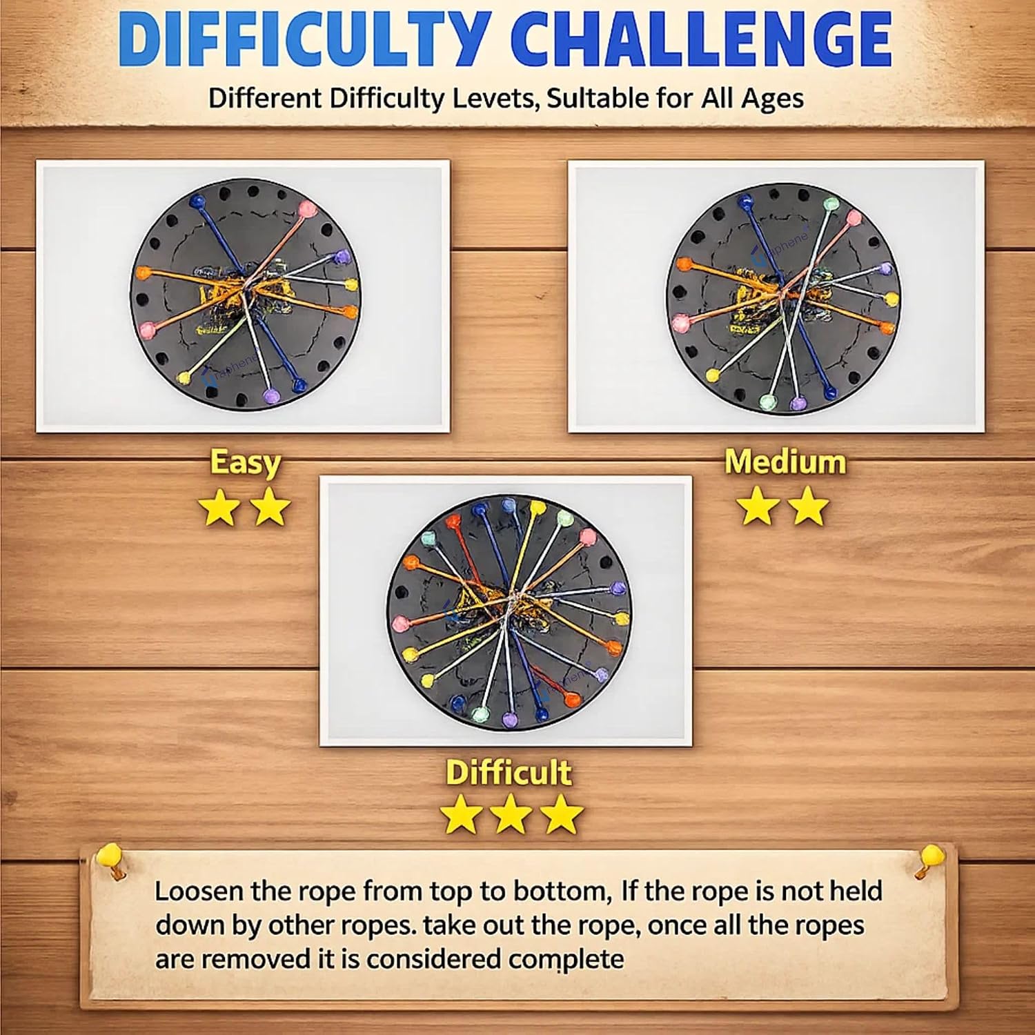 GRAPHENE Rope Challenge Puzzle Board Game for Kids Adults 5-14 Years Brain Teaser Logic Multi-Level Strategy Travel Family Fun Problem-Solving Memory Development Stress Relief Educational STEM Toy