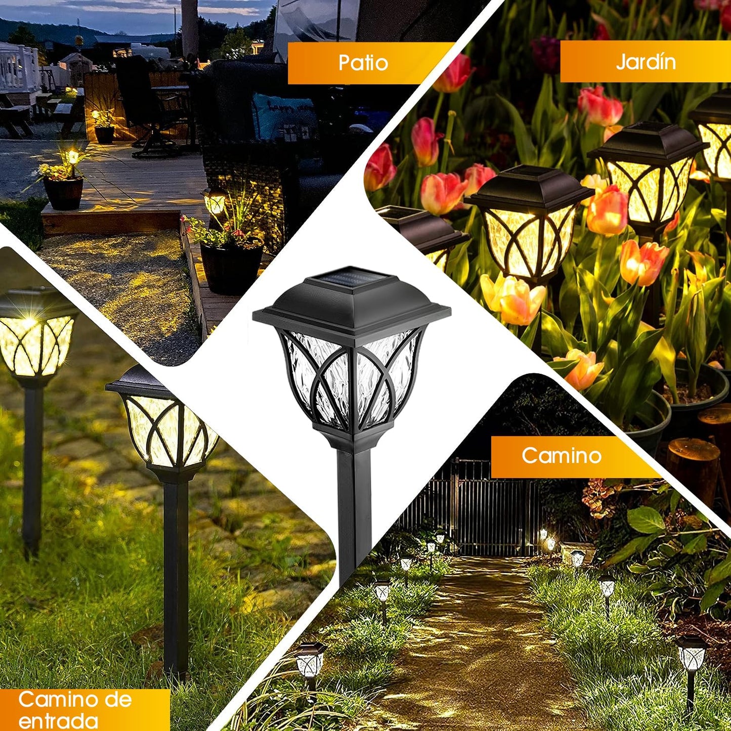 BYCRAY 6 Pack Solar Garden Pathway Lights, Solar Garden Lights, Waterproof Auto On/Off, Solar LED Lights for Garden, Patio, Pathway, Walkway (Warm White)