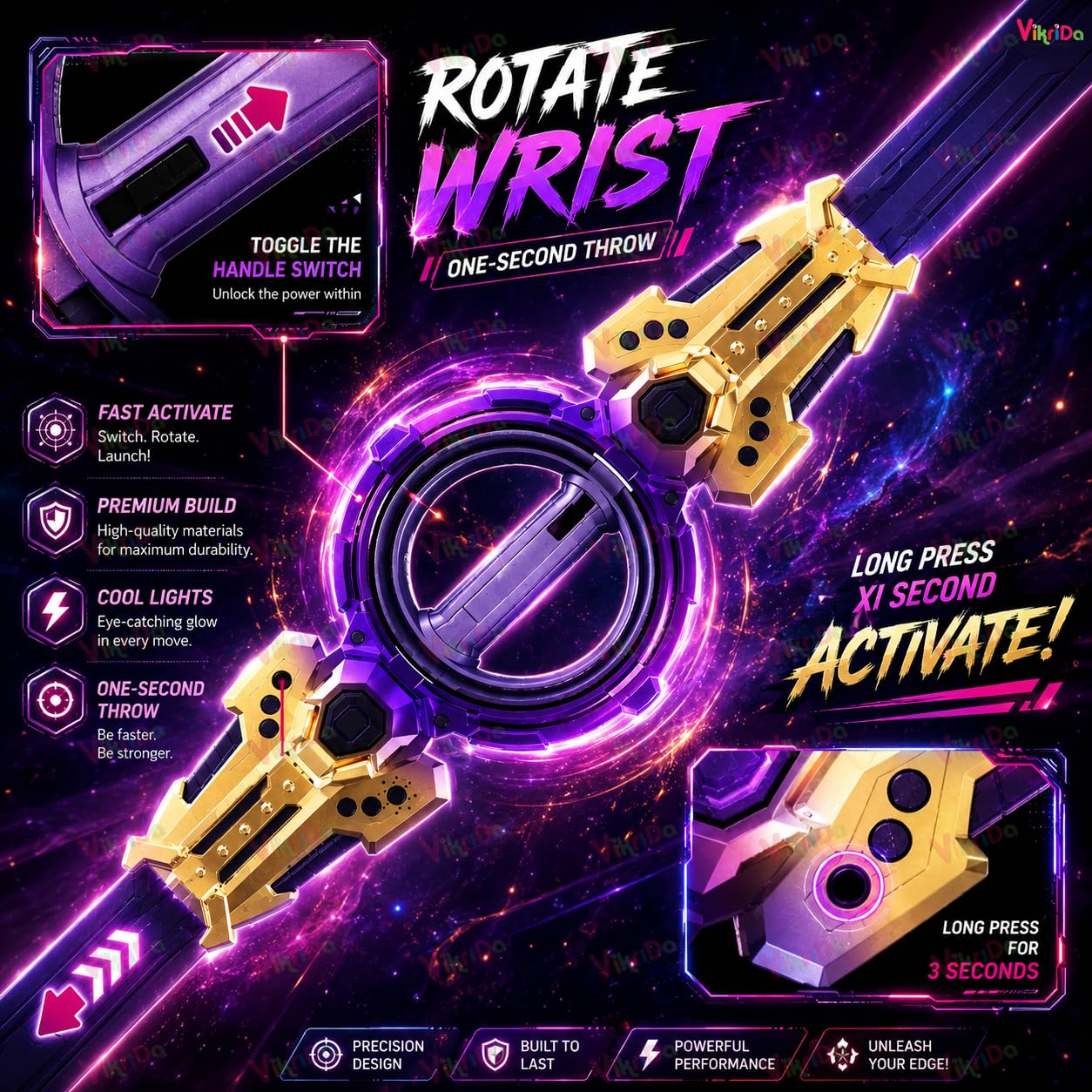 Neon Sword Spark Blade Toy with Hit Sensor, Sound & Fog Effect, Type-C Rechargeable / double edged spinning sword also available same effects as sword