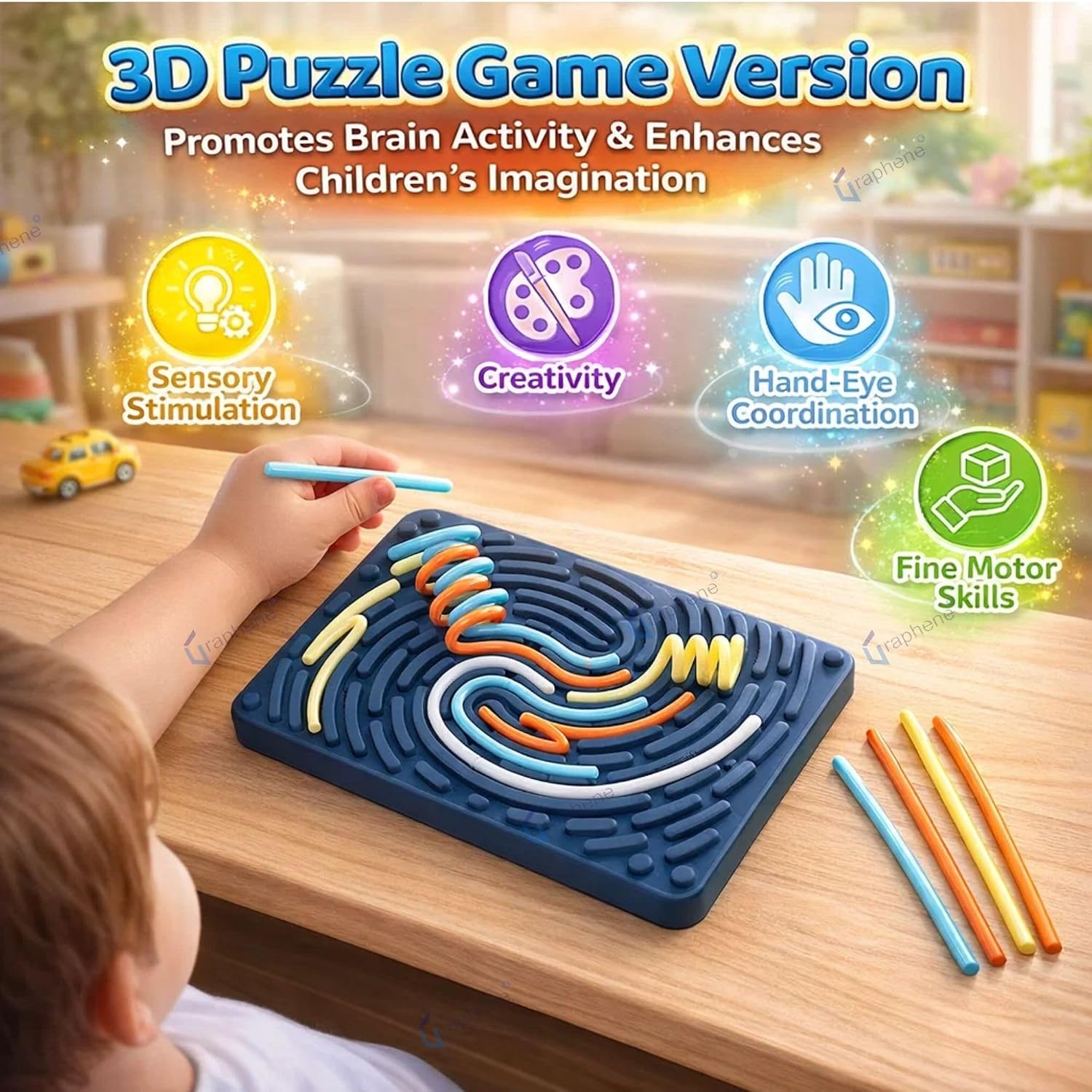 GRAPHENE Rope Challenge Puzzle Board Game for Kids Adults 5-14 Years Brain Teaser Logic Multi-Level Strategy Travel Family Fun Problem-Solving Memory Development Stress Relief Educational STEM Toy