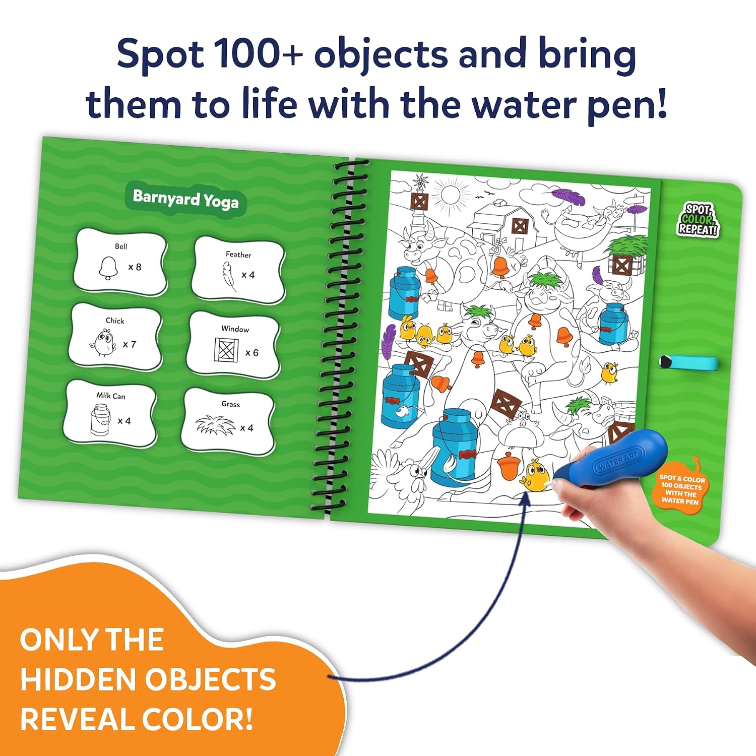 Skillmatics Reusable Search & Find Book – Water Spotter, Mess-Free Activity | Paint with Water Kit, Learning Activity, Animals, Screen-Free Fun, Travel Toy, Gifts for Boys & Girls Ages 4, 5, 6, 7, 8