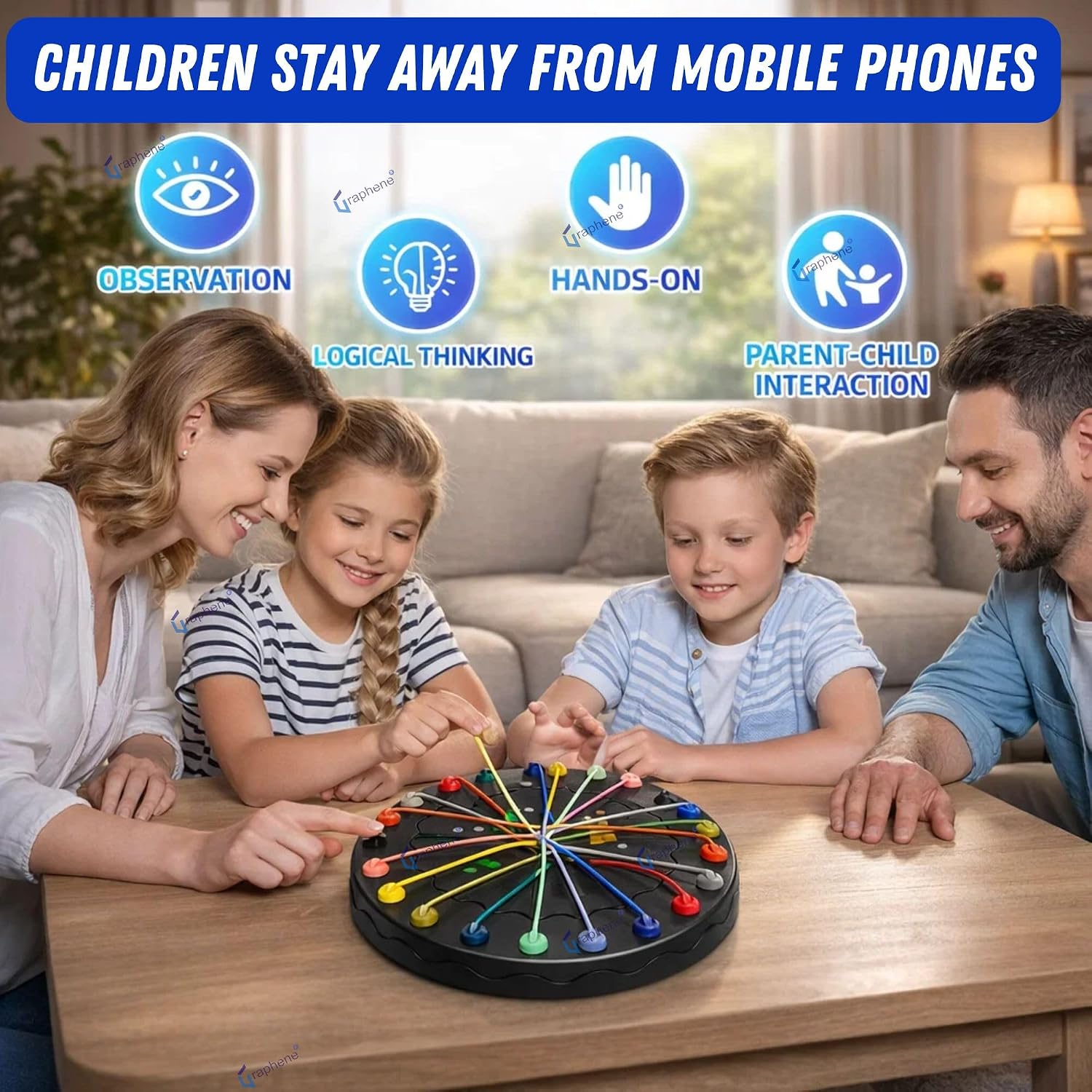 GRAPHENE Rope Challenge Puzzle Board Game for Kids Adults 5-14 Years Brain Teaser Logic Multi-Level Strategy Travel Family Fun Problem-Solving Memory Development Stress Relief Educational STEM Toy