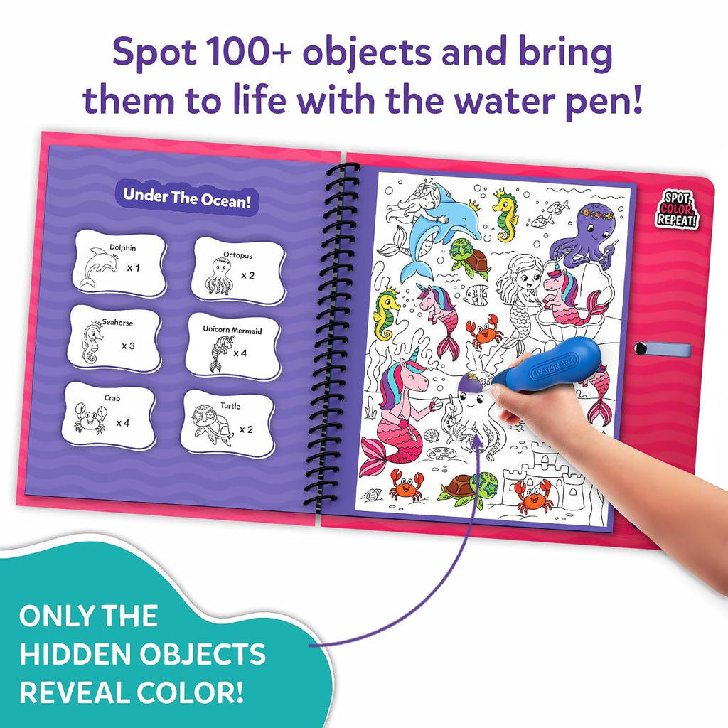 Skillmatics Reusable Search & Find Book – Water Spotter, Mess-Free Activity | Paint with Water Kit, Learning Activity, Animals, Screen-Free Fun, Travel Toy, Gifts for Boys & Girls Ages 4, 5, 6, 7, 8