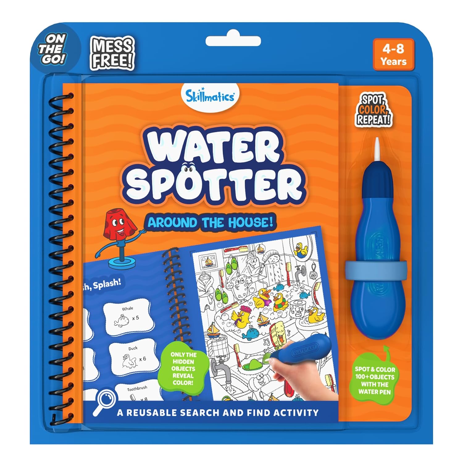 Skillmatics Reusable Search & Find Book – Water Spotter, Mess-Free Activity | Paint with Water Kit, Learning Activity, Animals, Screen-Free Fun, Travel Toy, Gifts for Boys & Girls Ages 4, 5, 6, 7, 8